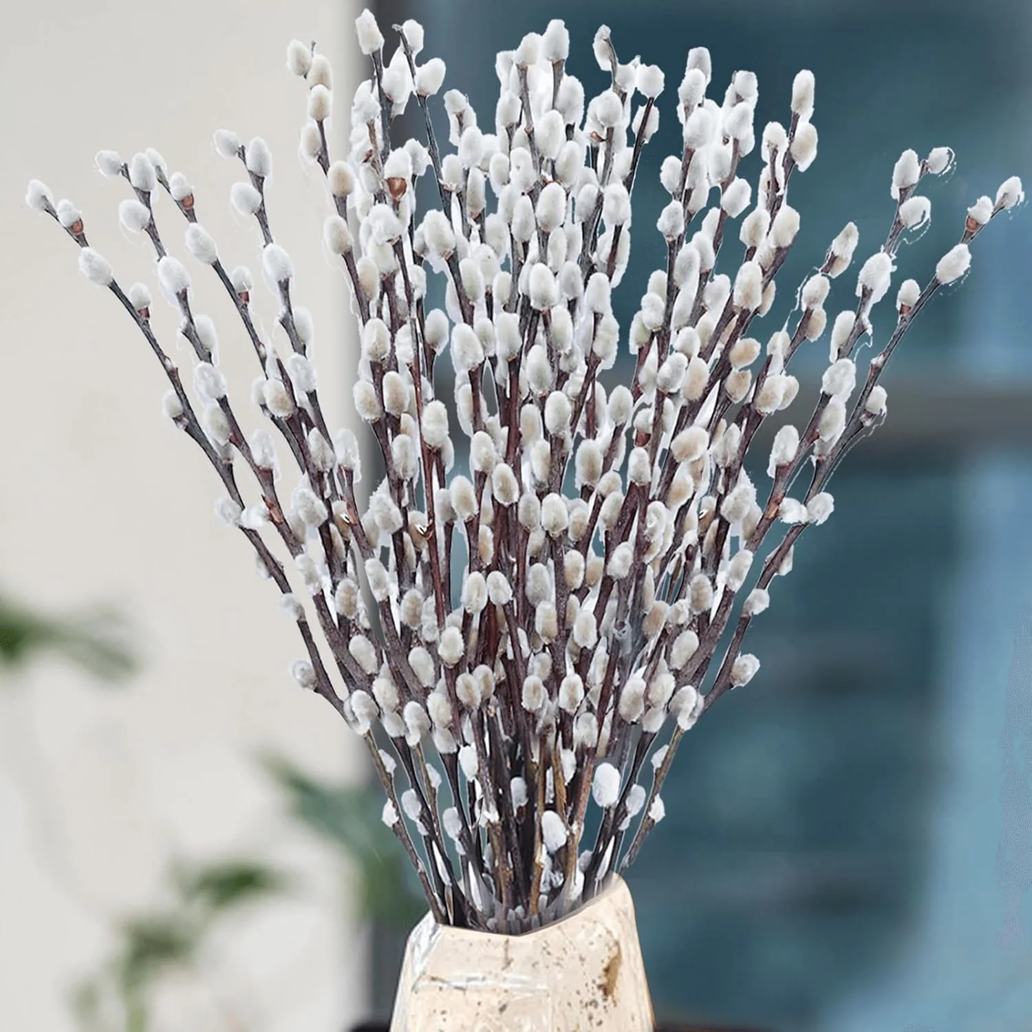 Real Dried Pussywillow Preserved Greenery Branches for Vase